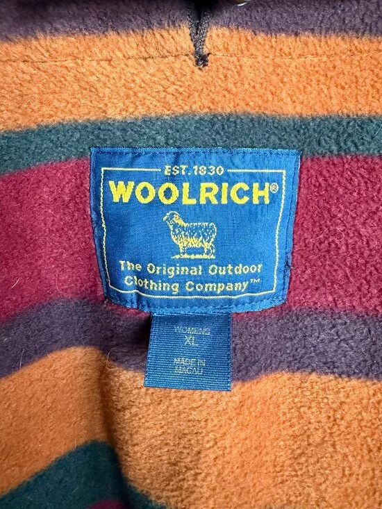 Vintage Woolrich Blanket Lined Blue Denim Chore Coat Wool Women's Size XL - Picture 2 of 4